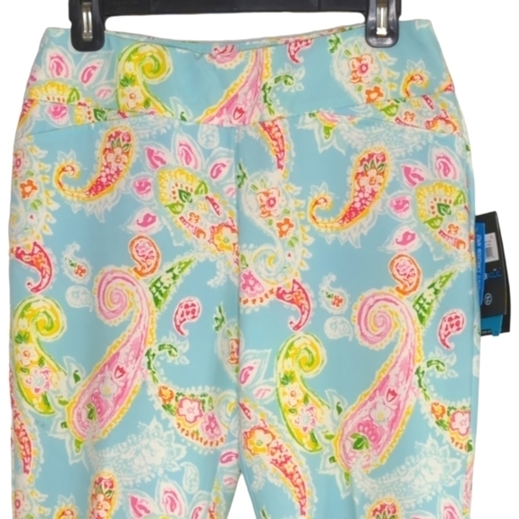 Ikbul UPF 50+ Sharon Seafoam Paisley Floral Golf Outdoors Ankle Pants NWT 4 - Picture 3 of 16